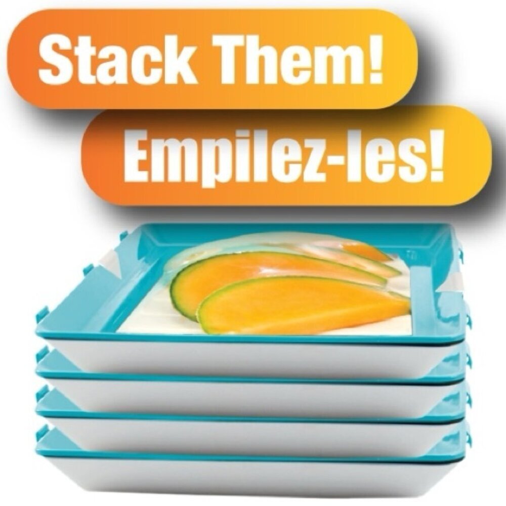Skinny Stacks Food Storage Trays, Set of 2 - BPA-Free, Space-Saving Design